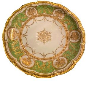 ANTIQUE Vintage Nippon hand painted Plate Gold And Green